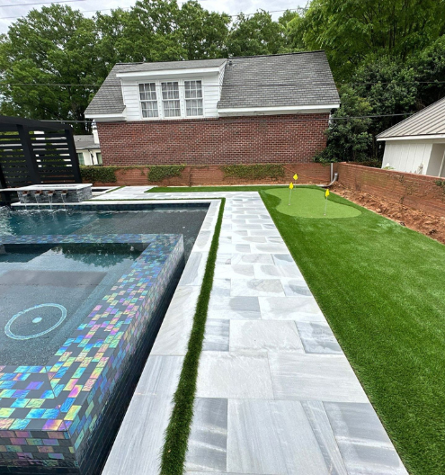 Pool deck sealing & pressure washing company - completely cleaned pool deck in Charlotte and rainbow pool tile