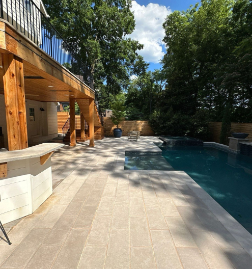 Pool deck pressure washing service in Charlotte NC - clean and sealed pool deck