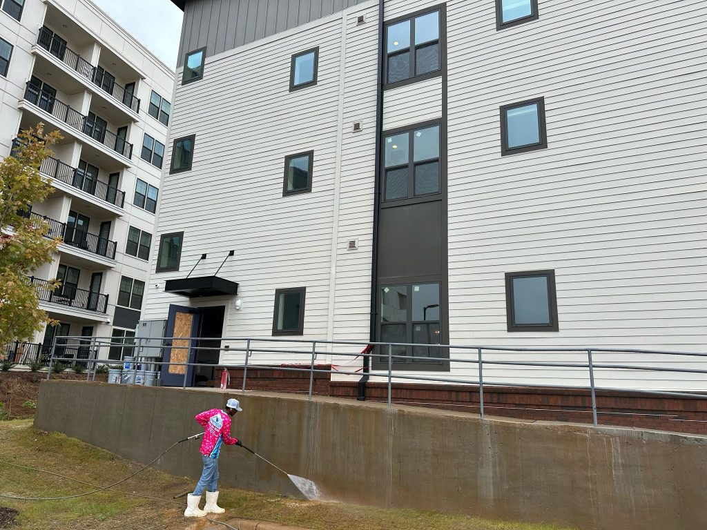 Commercial pressure washing company pressure washing apartment complex in Charlotte NC